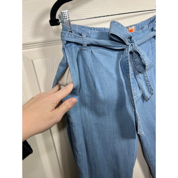 New Anthropologie Cartonnier Chambray Paperbag Trousers with Tie Waist Small - Picture 3 of 13